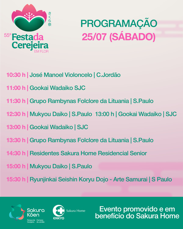 Programação de 25 de julho, sábado